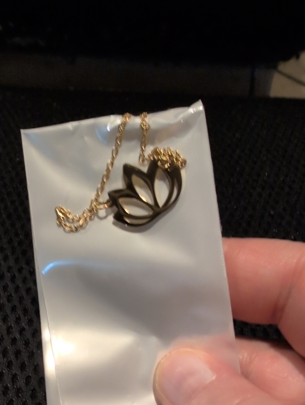 Gold Stainless Steel Lotus Pendant